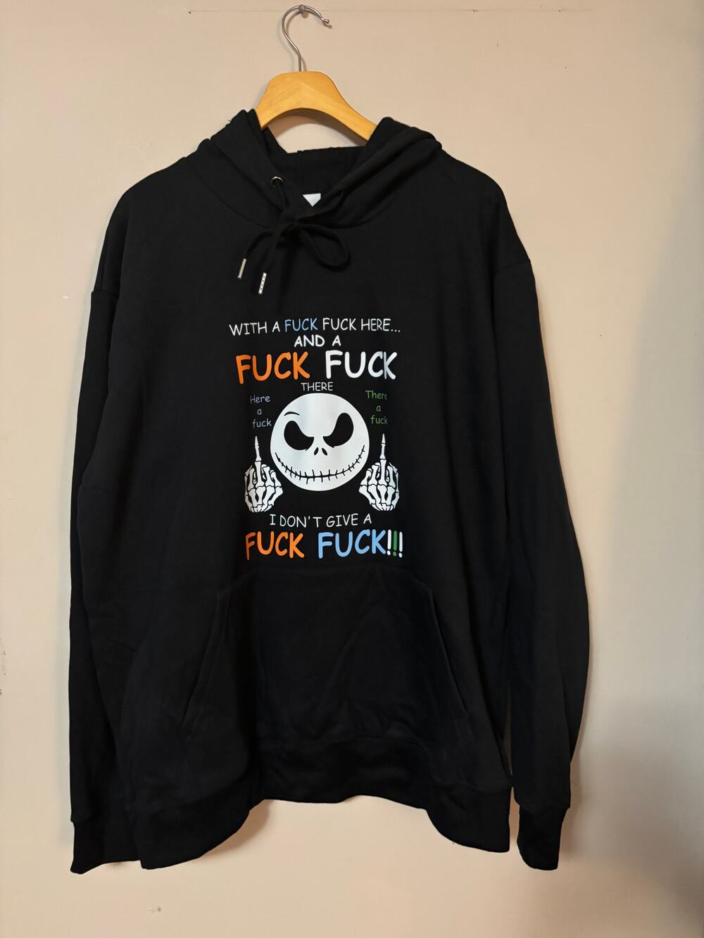 Custom made funny XL black unisex hoodie nwt